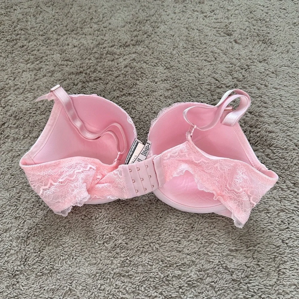 Victoria Secret Dream Angles Pink Smooth & Lace Lined Demi Push-Up Bra Size 40D - Picture 4 of 8